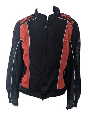 Harley-Davidson Black and orange Mesh Motorcycle Jacket
